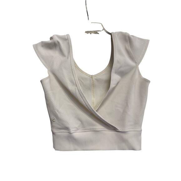 Lululemon White Ready To Rise Ribbed Cap Sleeve Top Sz 6 GS - Picture 6 of 6